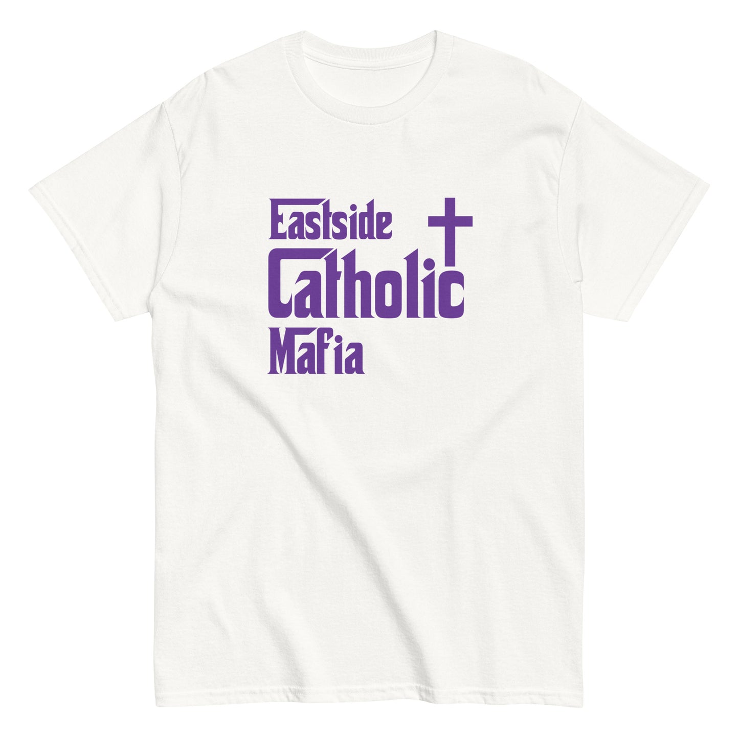 Men's classic tee: Eastside Catholic Mafia (Purple Font) Click to explore more colors.