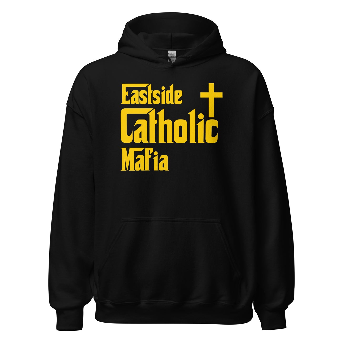 Unisex Hoodie: Eastside Catholic Mafia (Gold Font) Click to explore more colors.