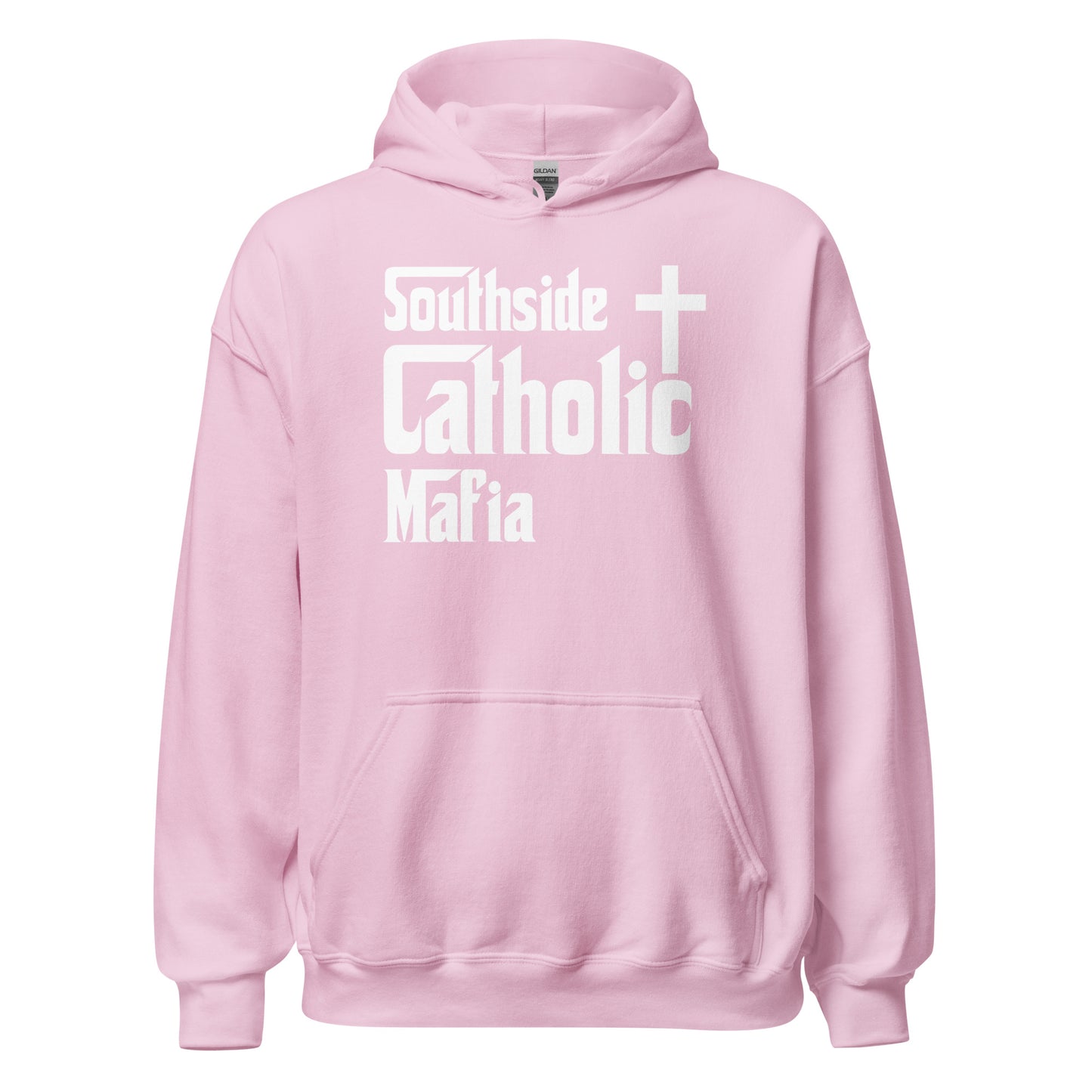 Unisex Hoodie: Southside Catholic Mafia (White Font) Click to explore more colors.