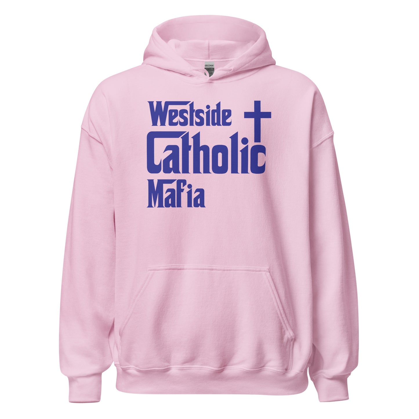 Unisex Hoodie: Westside Catholic Mafia (Blue Font) Click to explore more colors.