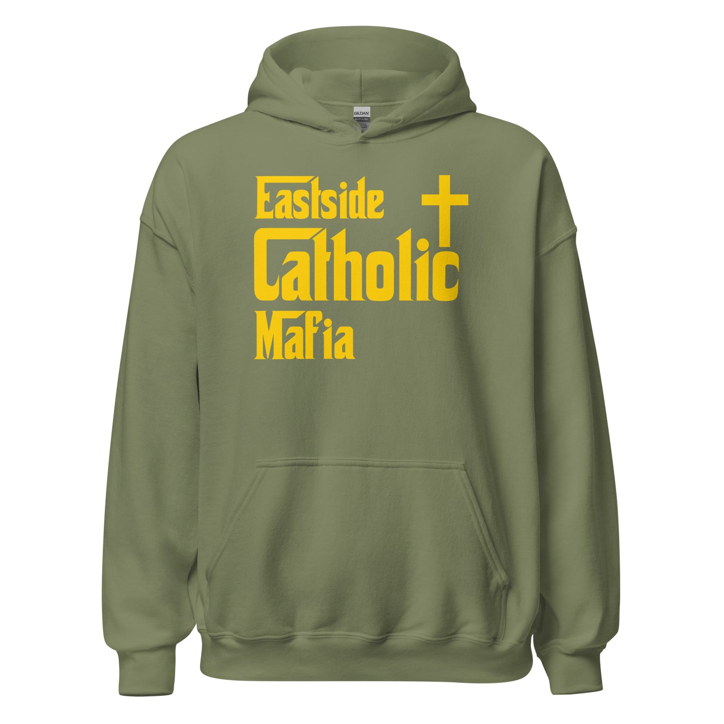 Unisex Hoodie: Eastside Catholic Mafia (Gold Font) Click to explore more colors.
