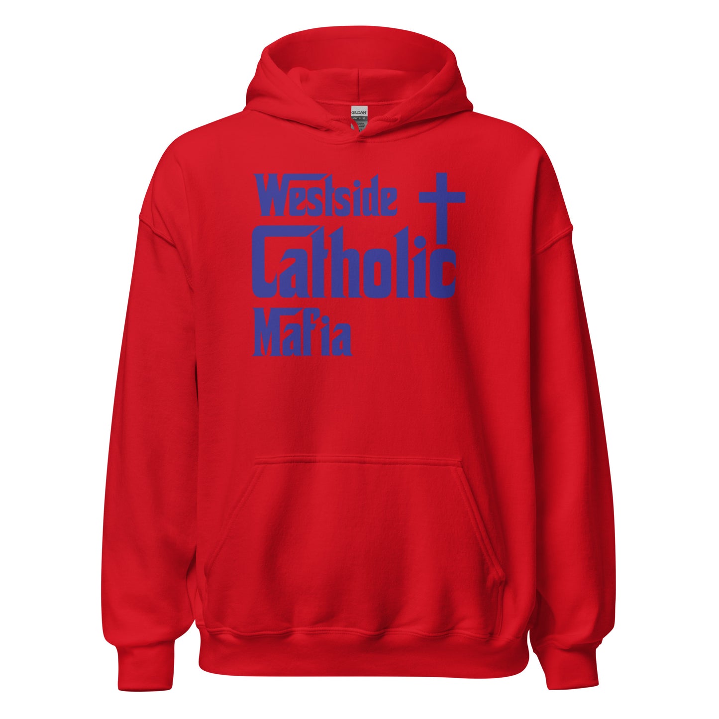 Unisex Hoodie: Westside Catholic Mafia (Blue Font) Click to explore more colors.
