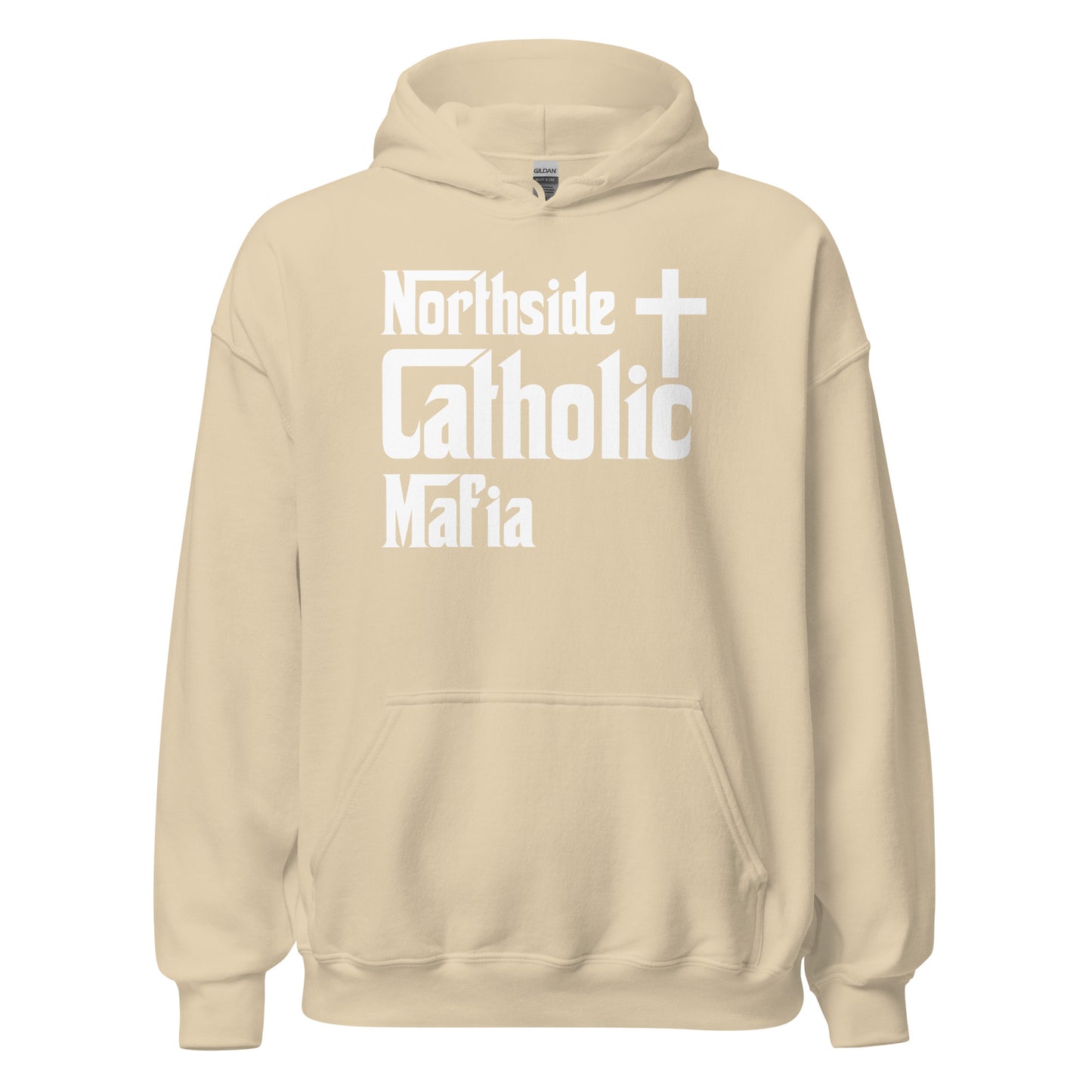 Unisex Hoodie: Northside Catholic Mafia (White Font) Click to explore more colors.