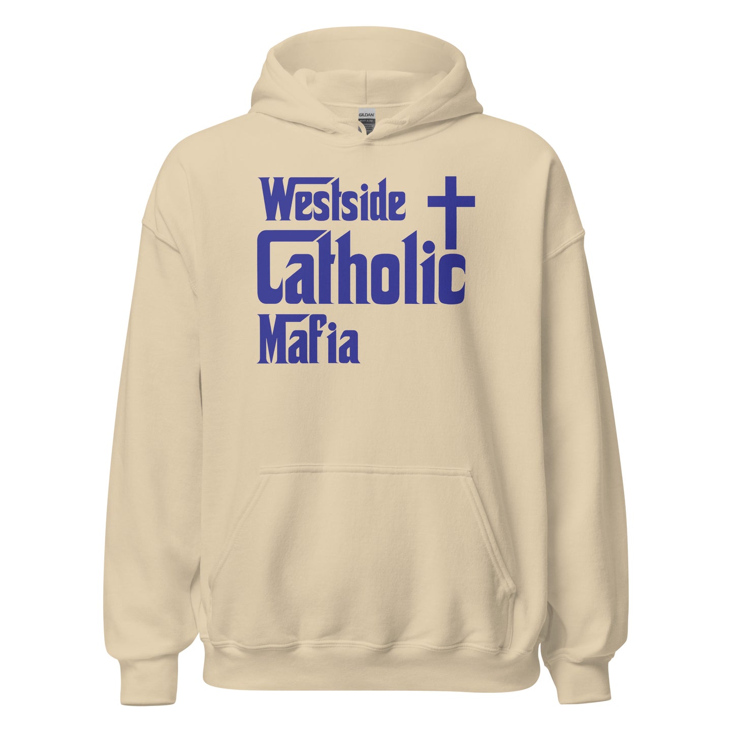 Unisex Hoodie: Westside Catholic Mafia (Blue Font) Click to explore more colors.
