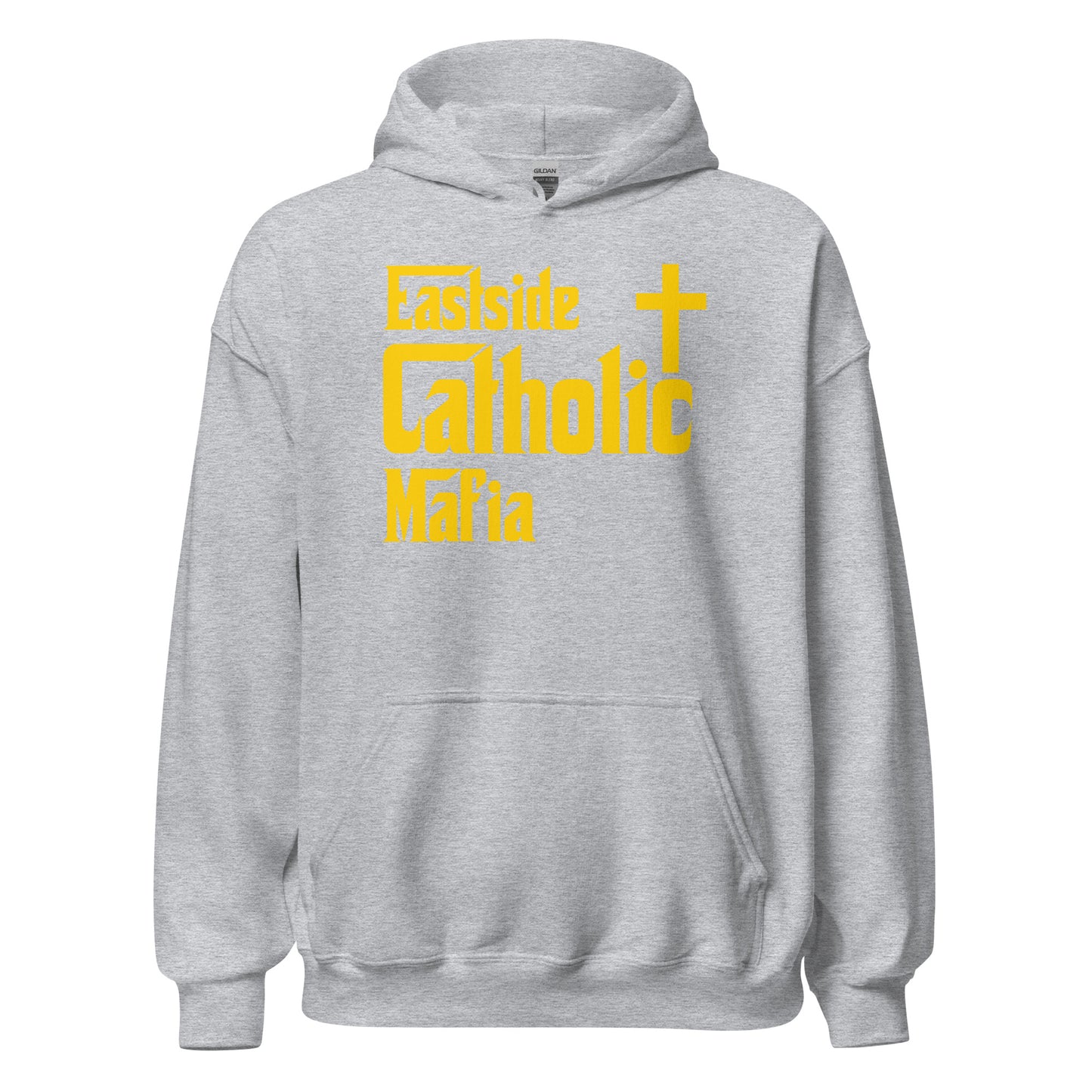 Unisex Hoodie: Eastside Catholic Mafia (Gold Font) Click to explore more colors.