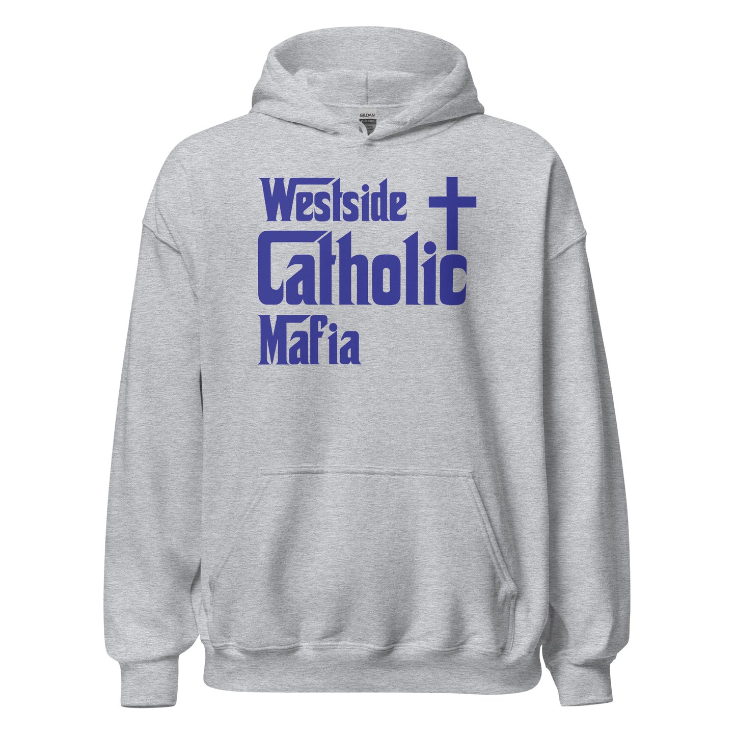 Unisex Hoodie: Westside Catholic Mafia (Blue Font) Click to explore more colors.