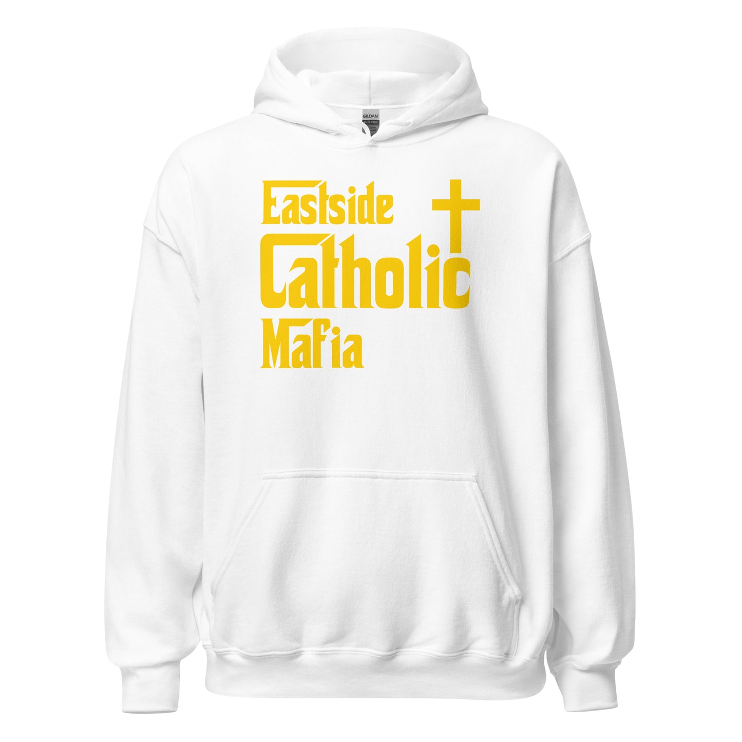 Unisex Hoodie: Eastside Catholic Mafia (Gold Font) Click to explore more colors.