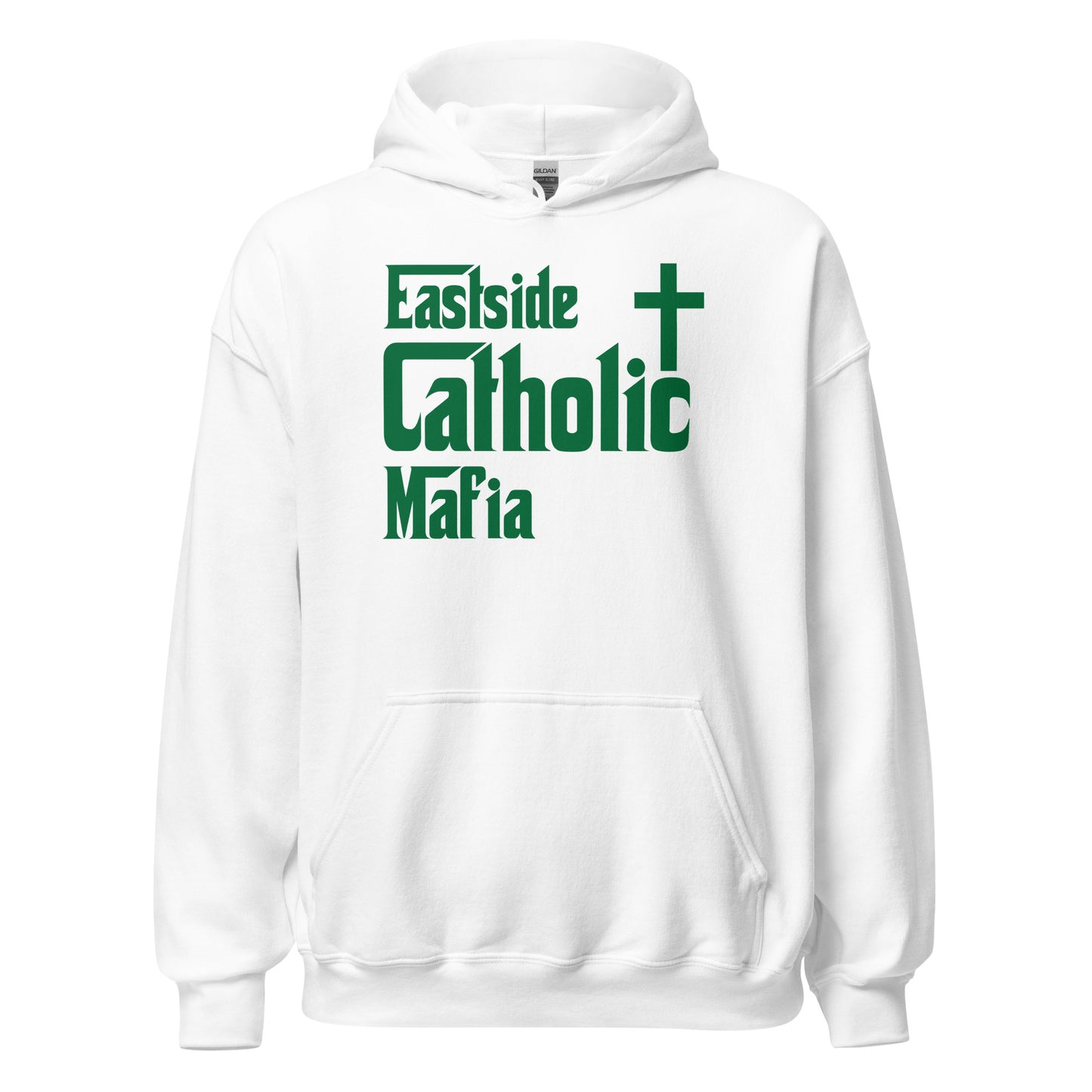 Unisex Hoodie: Eastside Catholic Mafia (Hunter Green Font) Click to explore more colors.