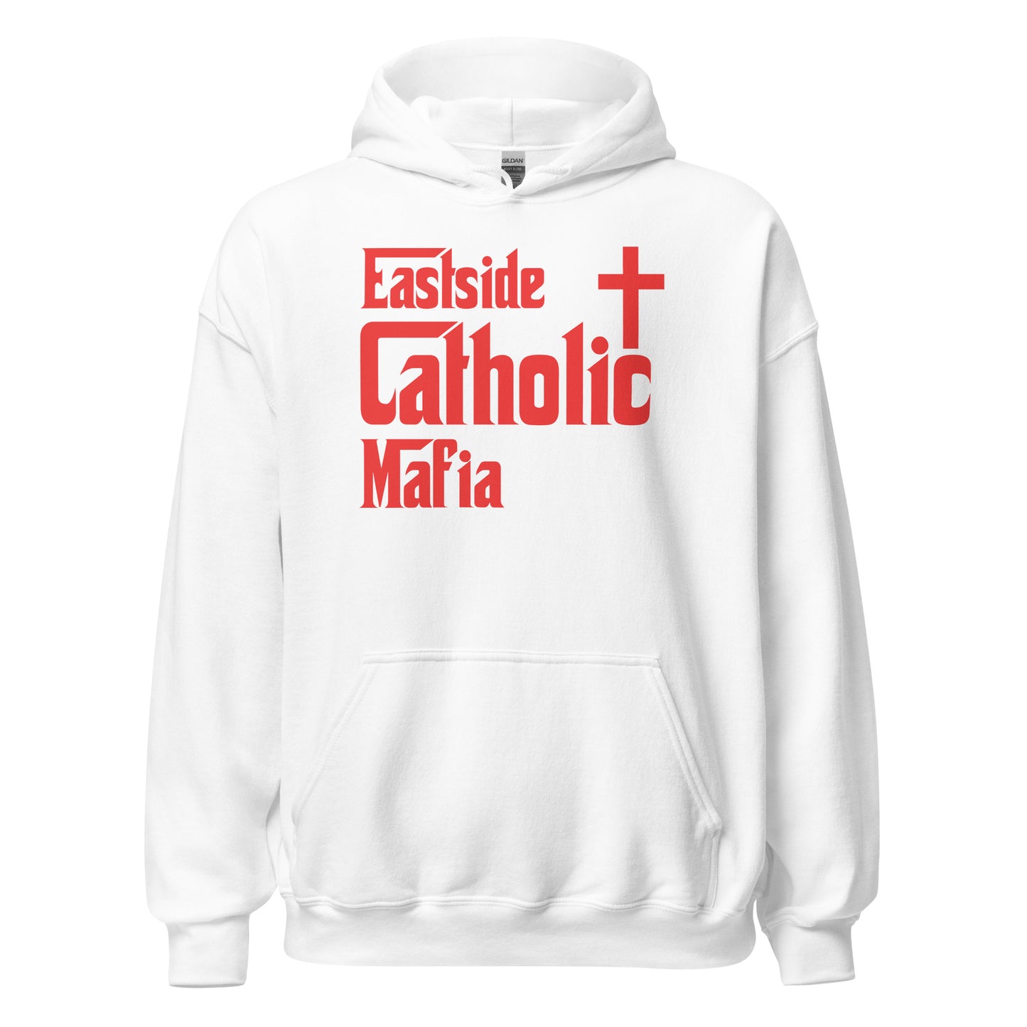 Unisex Hoodie: Eastside Catholic Mafia (Red Font) Click to explore more colors.
