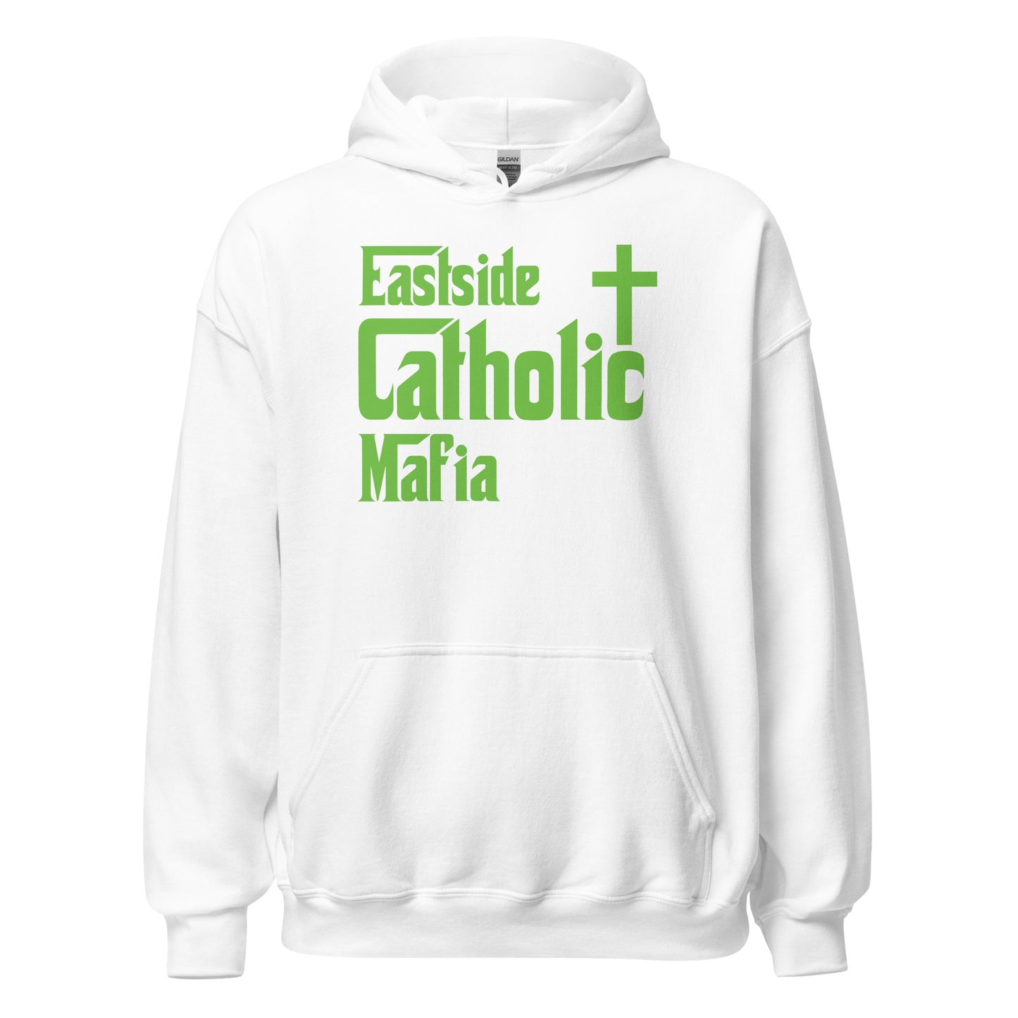 Unisex Hoodie: Eastside Catholic Mafia (Lime Green Font) Click to explore more colors.