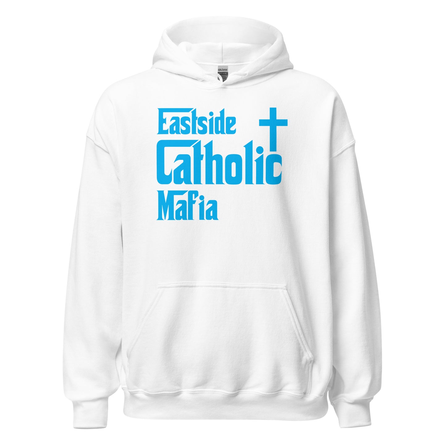 Unisex Hoodie: Eastside Catholic Mafia (Teal Font) Click to explore more colors.