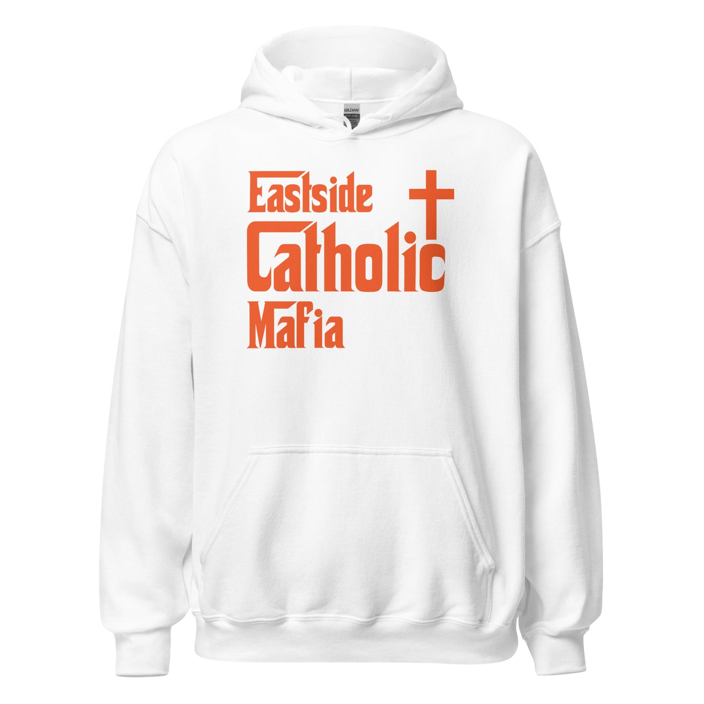 Unisex Hoodie: Eastside Catholic Mafia (Orange Font) Click to explore more colors.