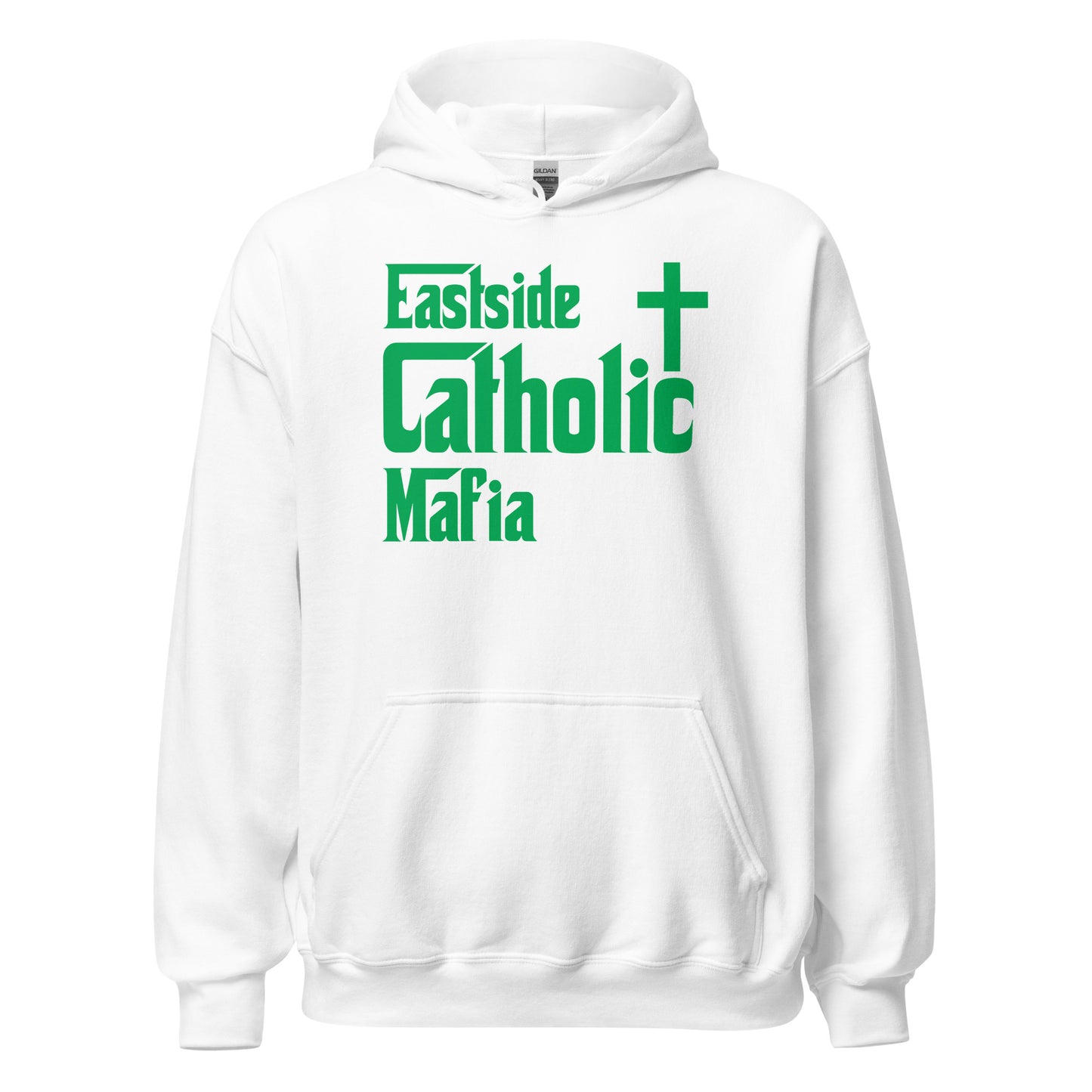 Unisex Hoodie: Eastside Catholic Mafia (Green Font) Click to explore more colors.