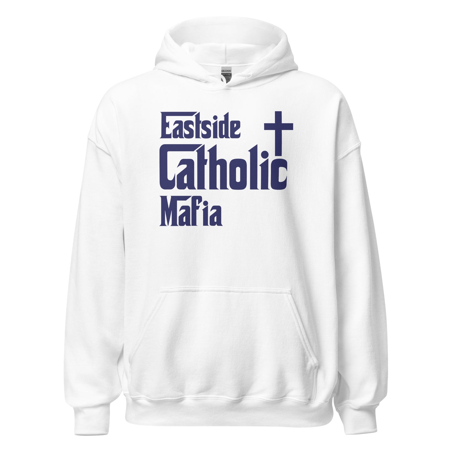 Unisex Hoodie: Eastside Catholic Mafia (Navy Blue Font) Click to explore more colors.