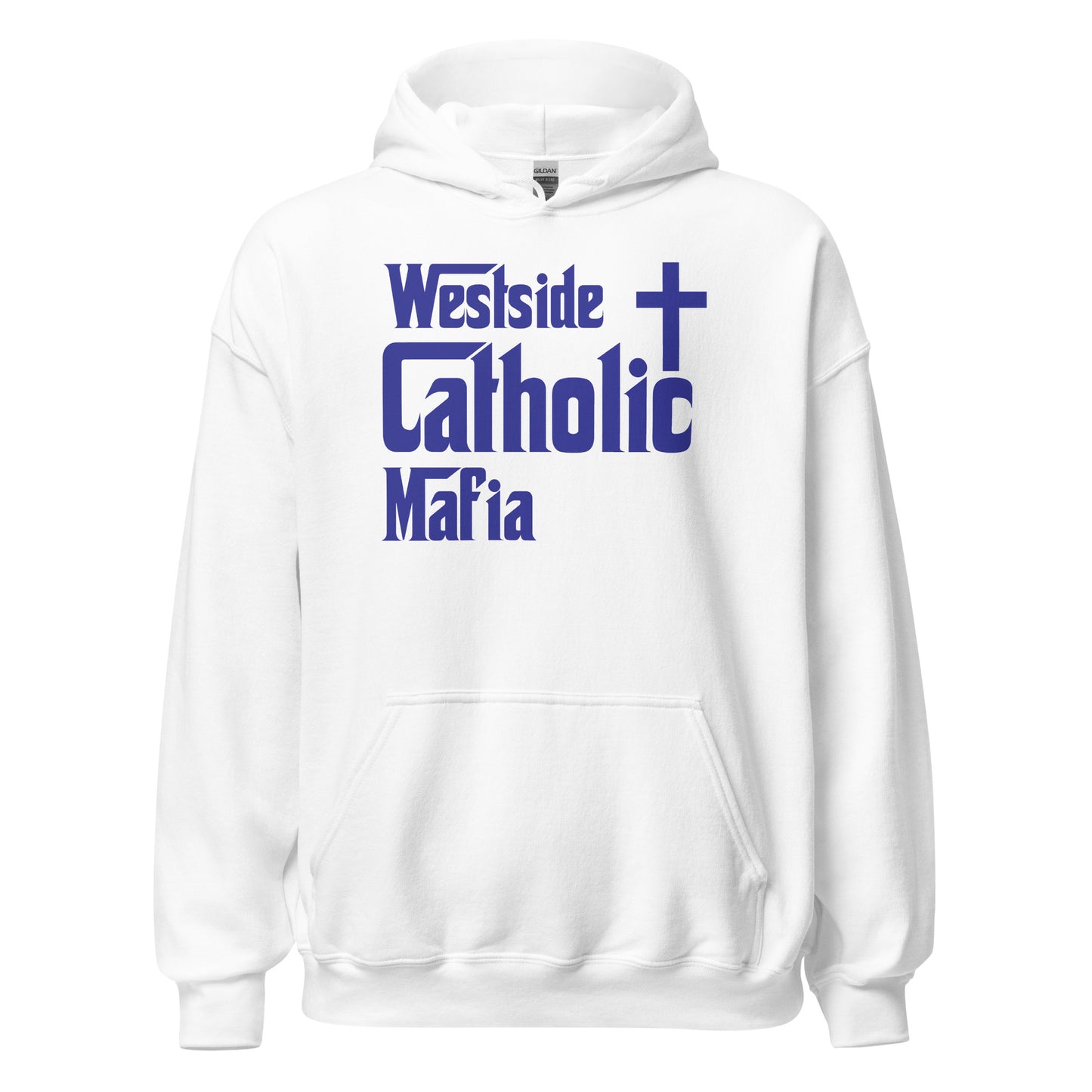 Unisex Hoodie: Westside Catholic Mafia (Blue Font) Click to explore more colors.