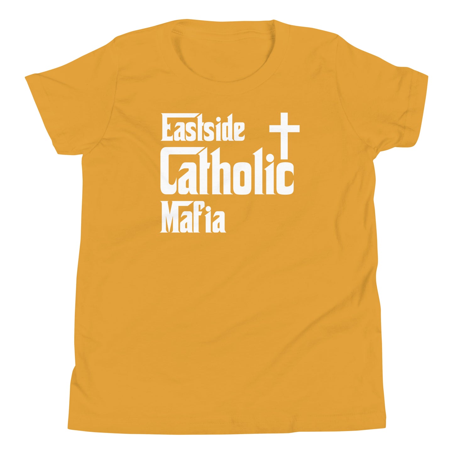 Youth Short Sleeve T-Shirt: Eastside Catholic Mafia (White Font) Click to explore more colors.