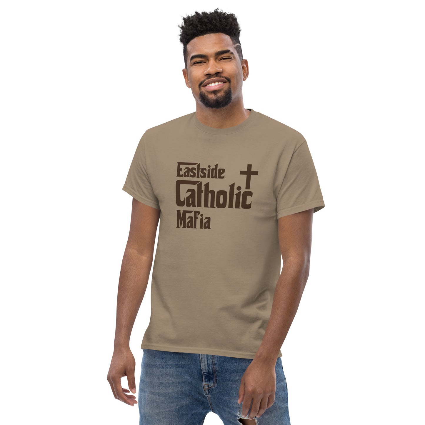 Men's classic tee: Eastside Catholic Mafia (Brown Font) Click to explore more colors.
