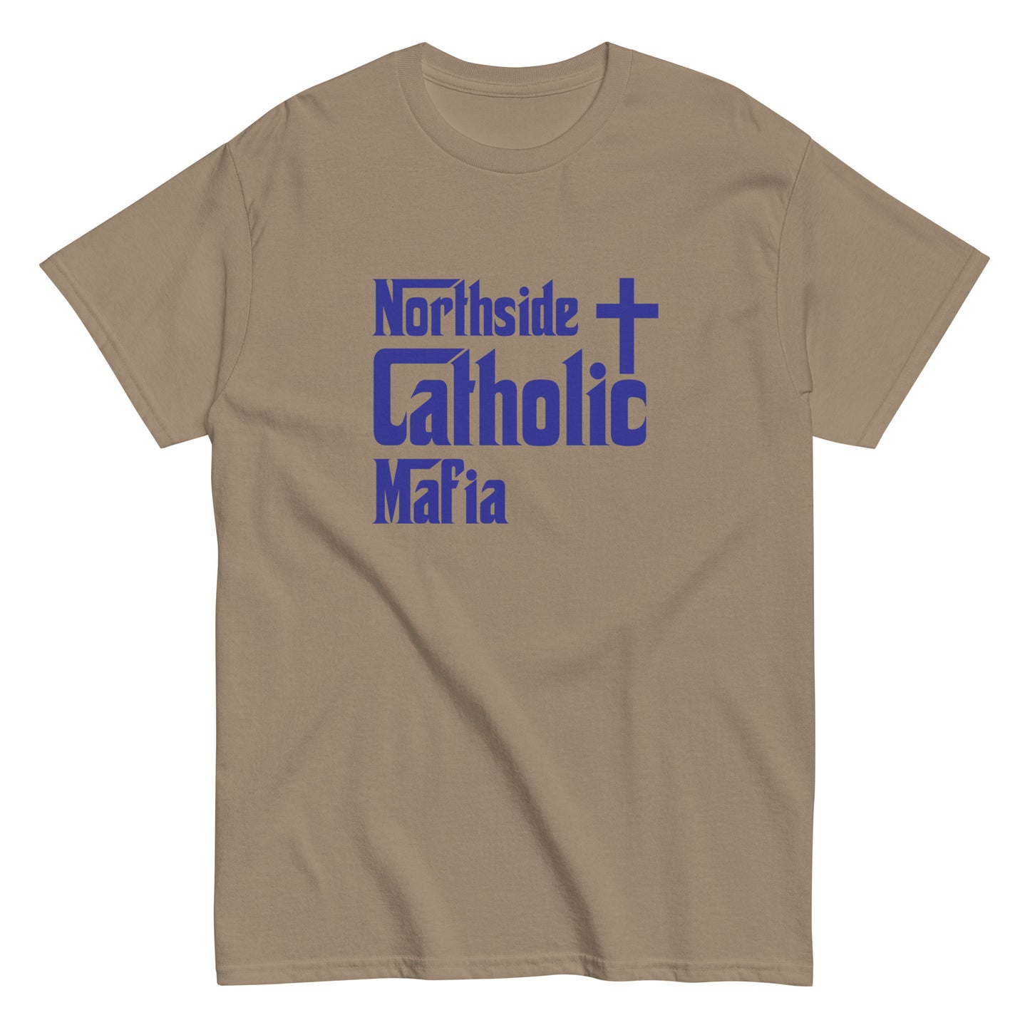 Men's classic tee: Northside Catholic Mafia (Blue Font) Click to explore more colors.