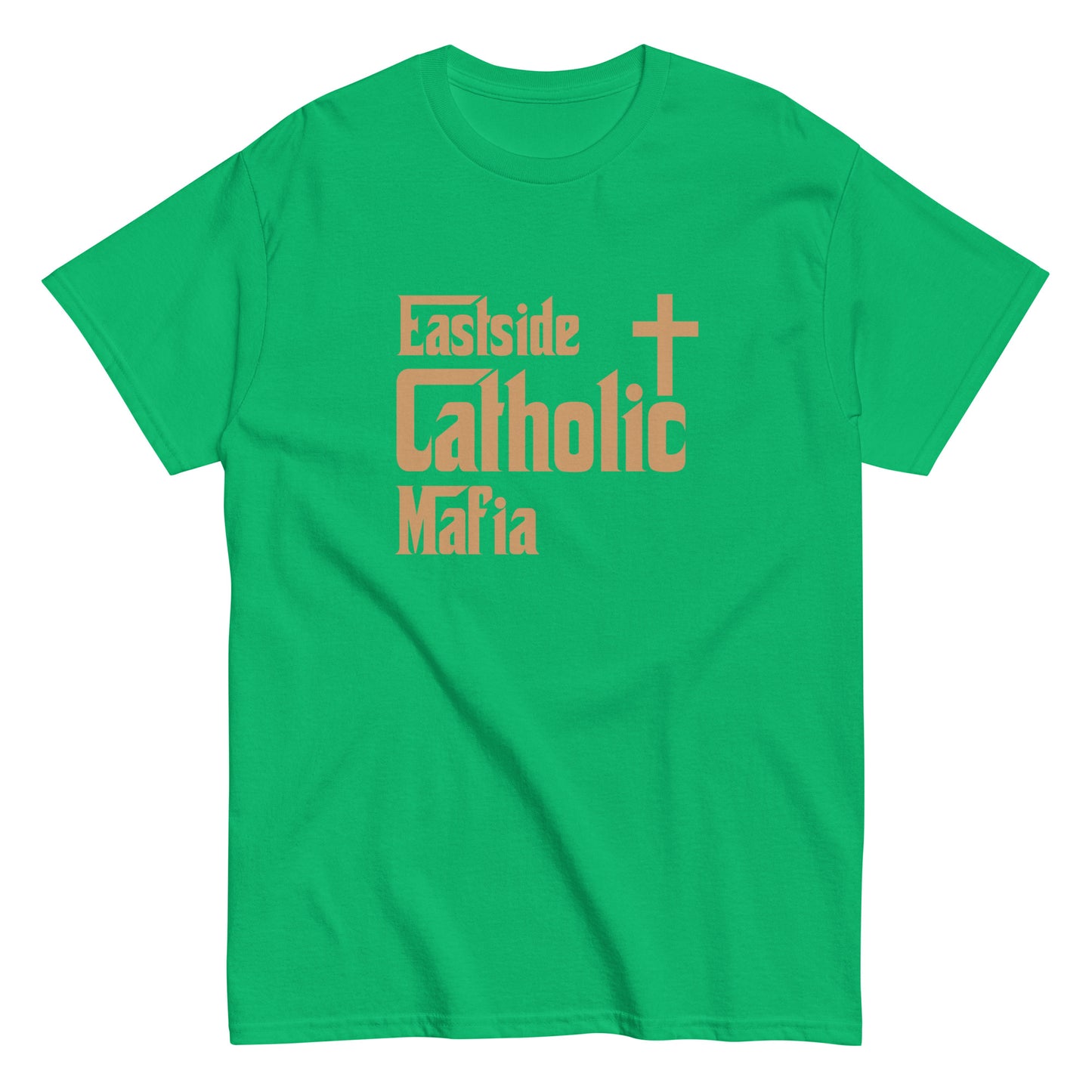 Men's classic tee: Eastside Catholic Mafia (Tan Font) Click to explore more colors.