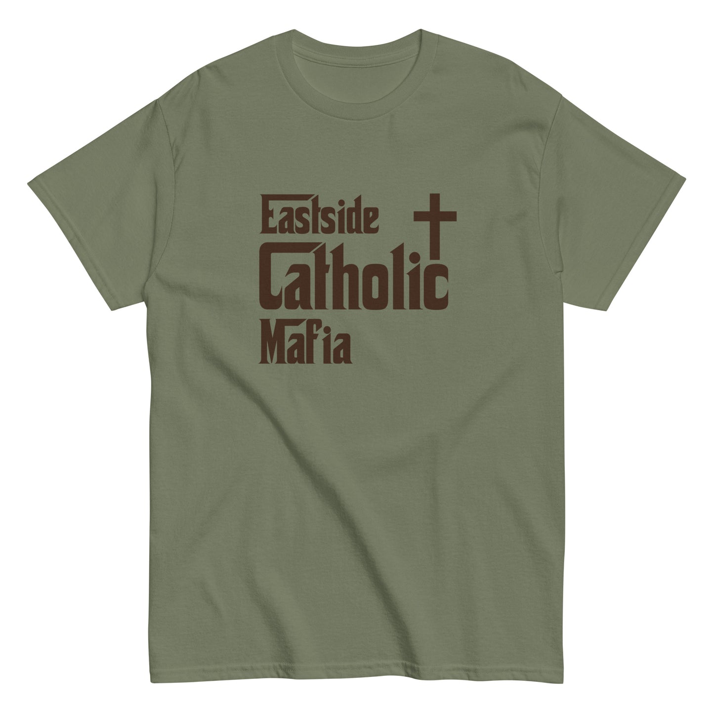 Men's classic tee: Eastside Catholic Mafia (Brown Font) Click to explore more colors.
