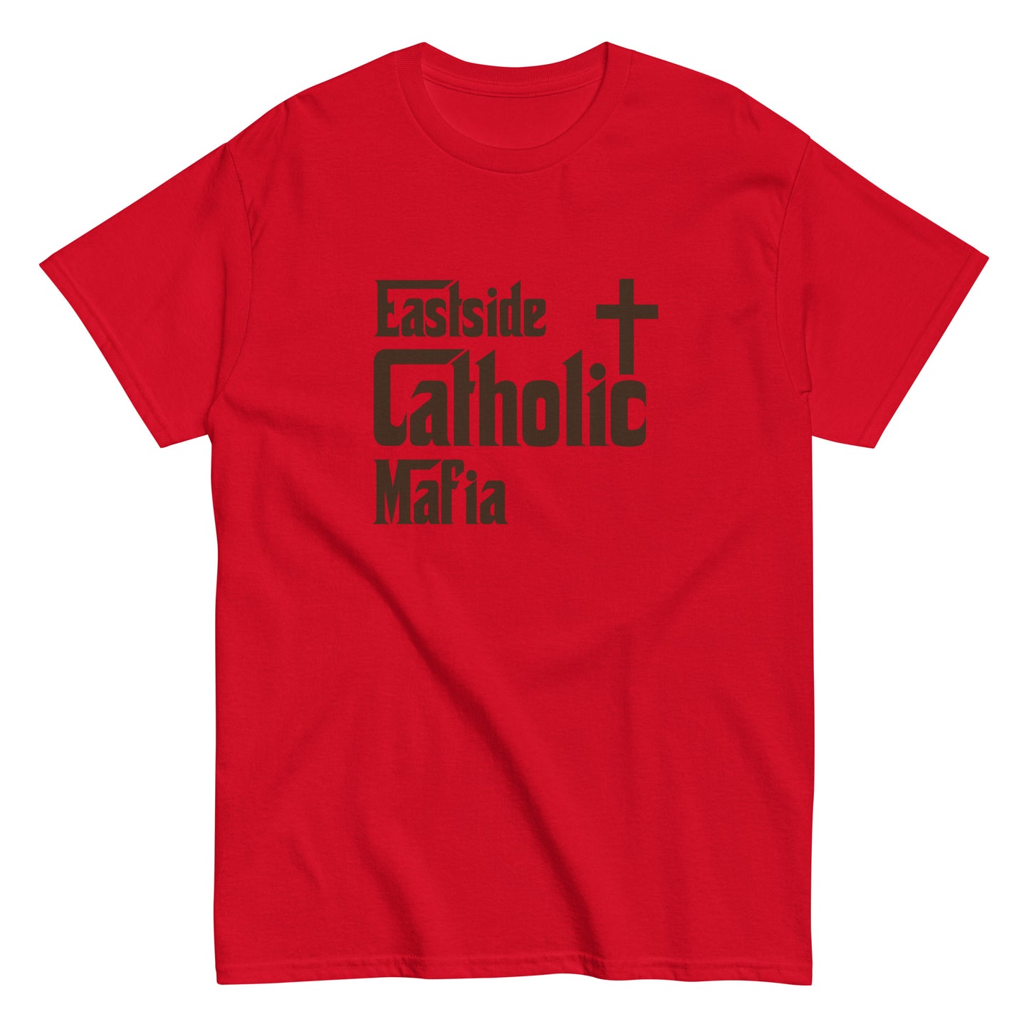 Men's classic tee: Eastside Catholic Mafia (Brown Font) Click to explore more colors.