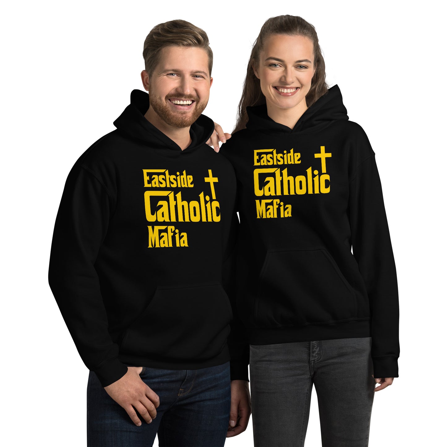 Unisex Hoodie: Eastside Catholic Mafia (Gold Font) Click to explore more colors.