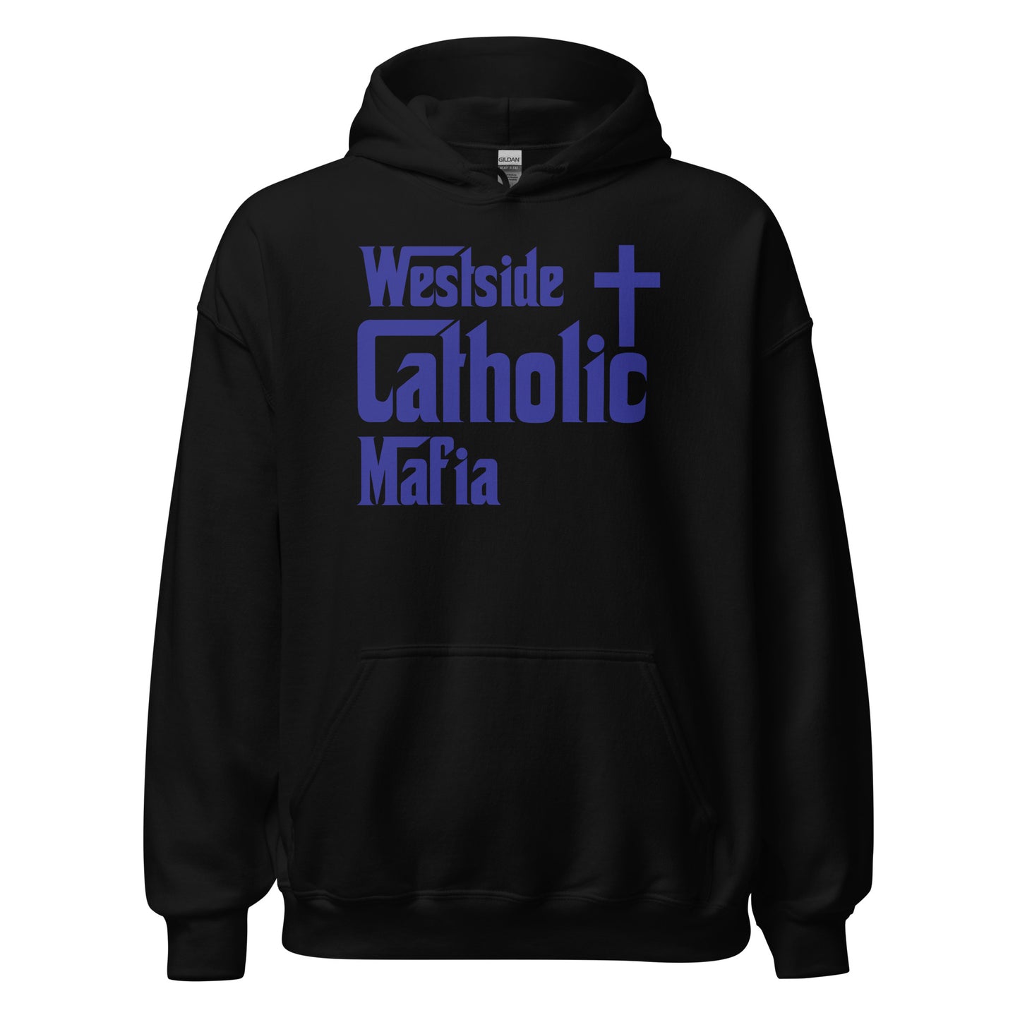 Unisex Hoodie: Westside Catholic Mafia (Blue Font) Click to explore more colors.