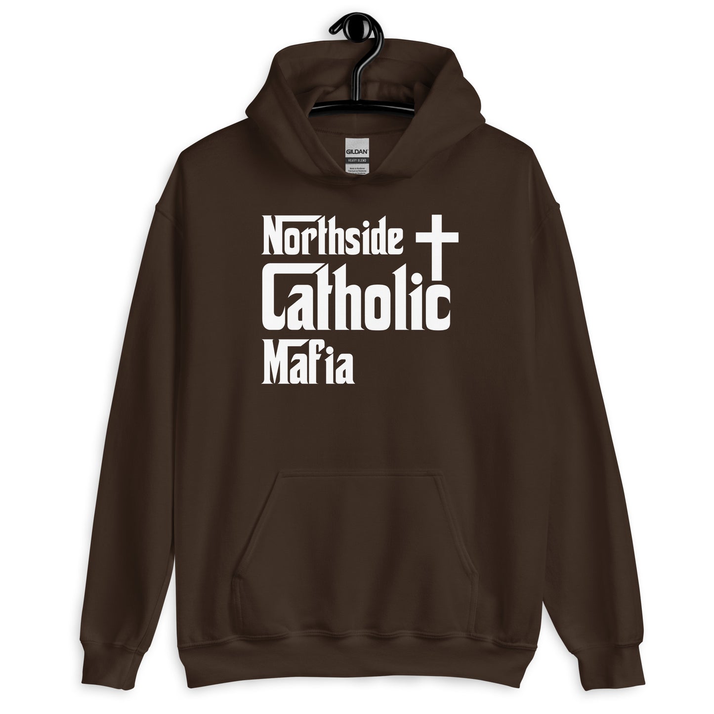 Unisex Hoodie: Northside Catholic Mafia (White Font) Click to explore more colors.