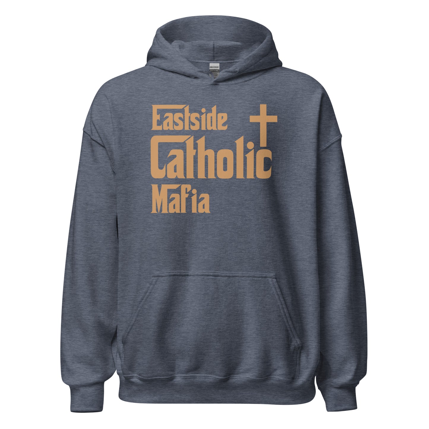 Unisex Hoodie: Eastside Catholic Mafia (Tan Font) Click to explore more colors.