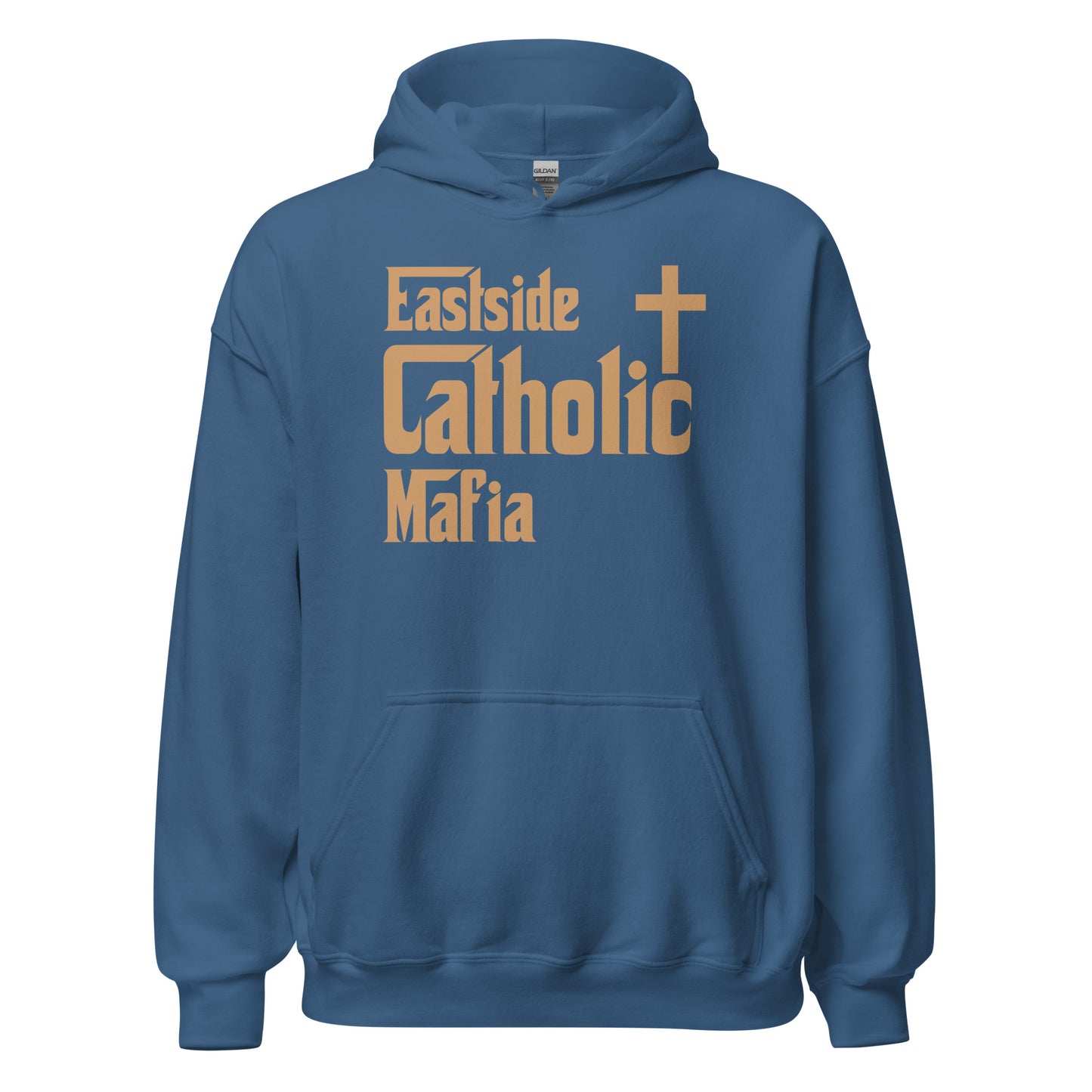 Unisex Hoodie: Eastside Catholic Mafia (Tan Font) Click to explore more colors.