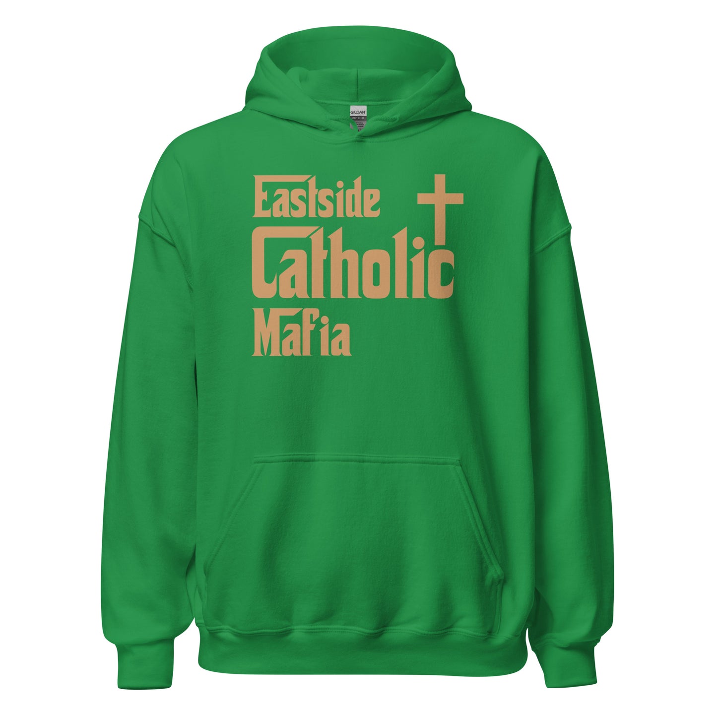 Unisex Hoodie: Eastside Catholic Mafia (Tan Font) Click to explore more colors.