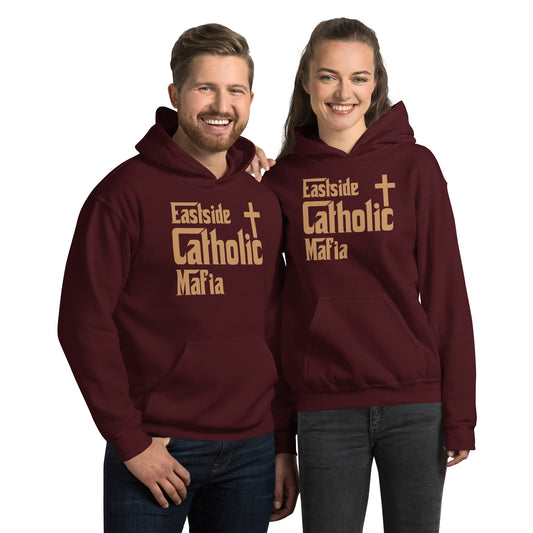 Unisex Hoodie: Eastside Catholic Mafia (Tan Font) Click to explore more colors.