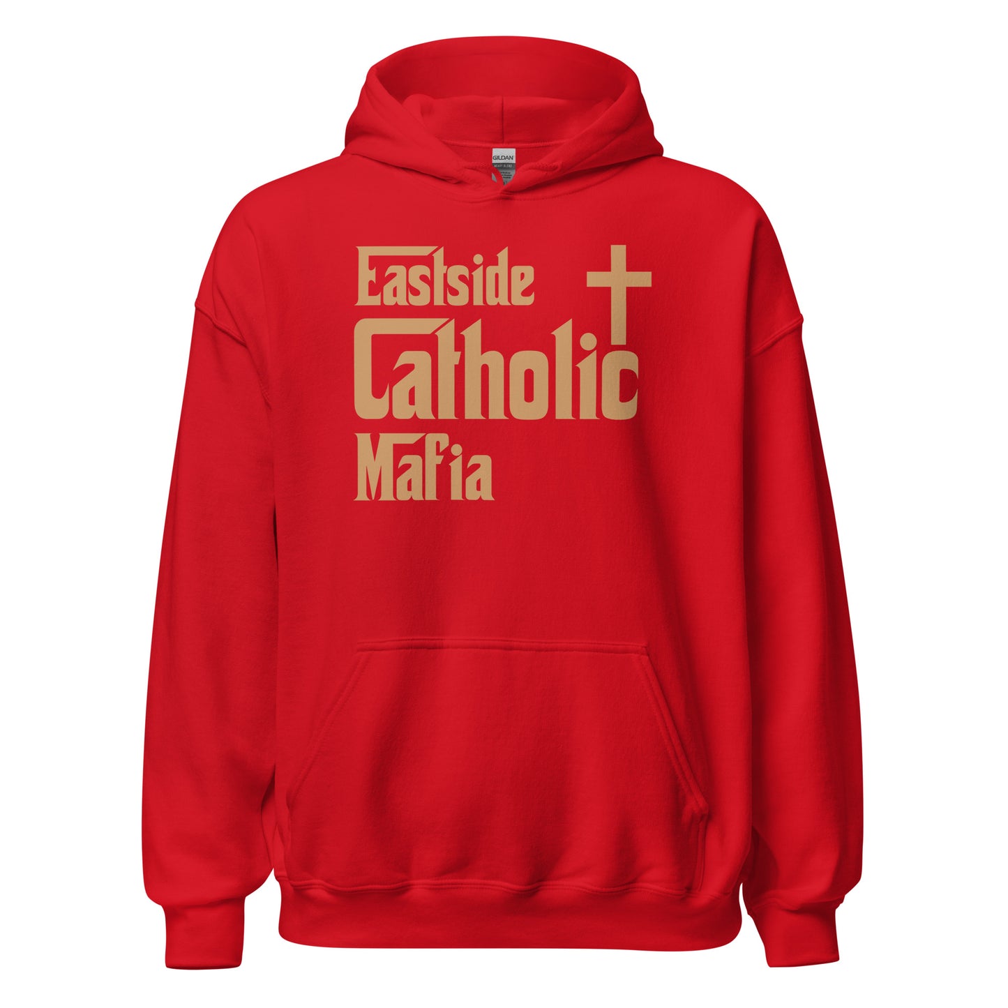 Unisex Hoodie: Eastside Catholic Mafia (Tan Font) Click to explore more colors.