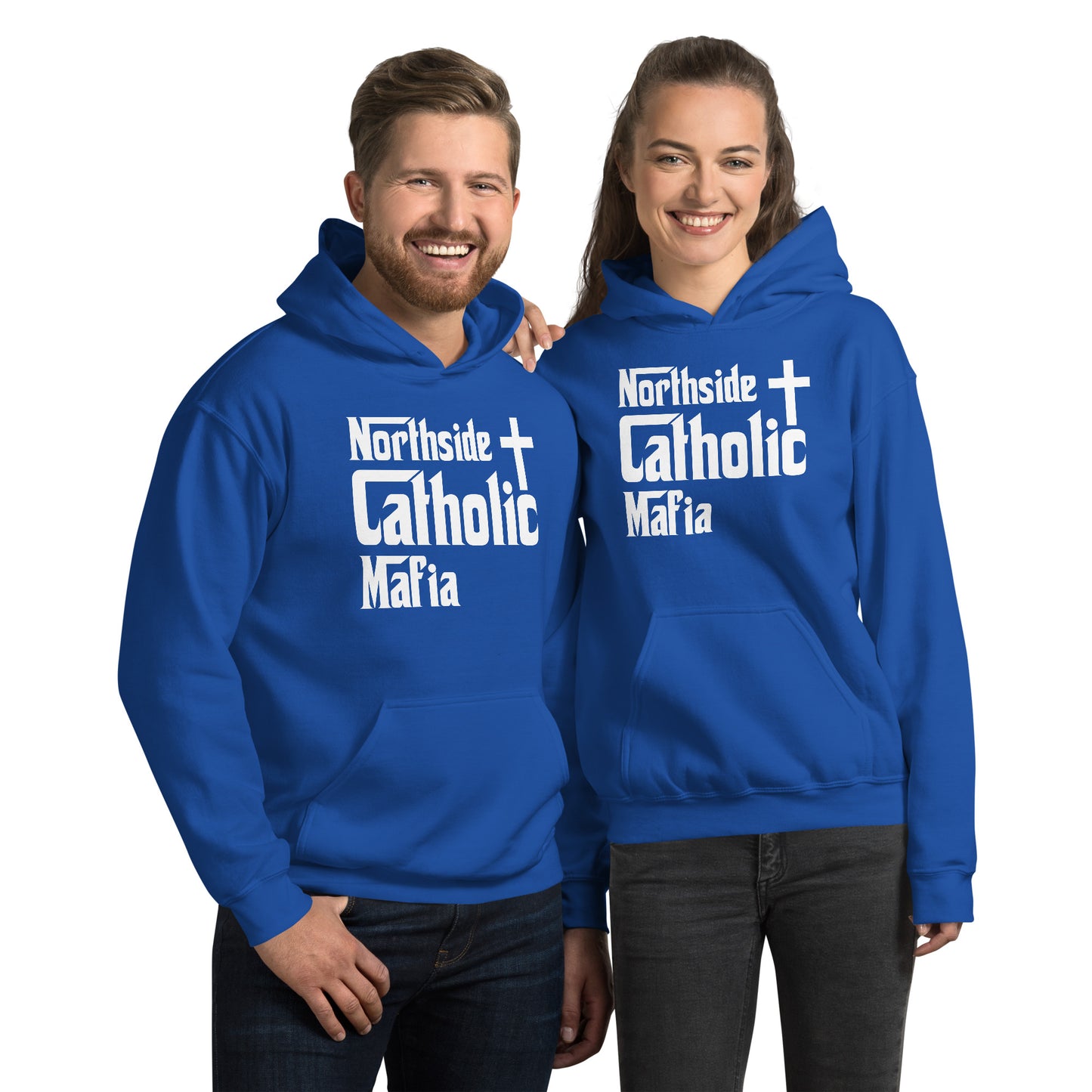 Unisex Hoodie: Northside Catholic Mafia (White Font) Click to explore more colors.