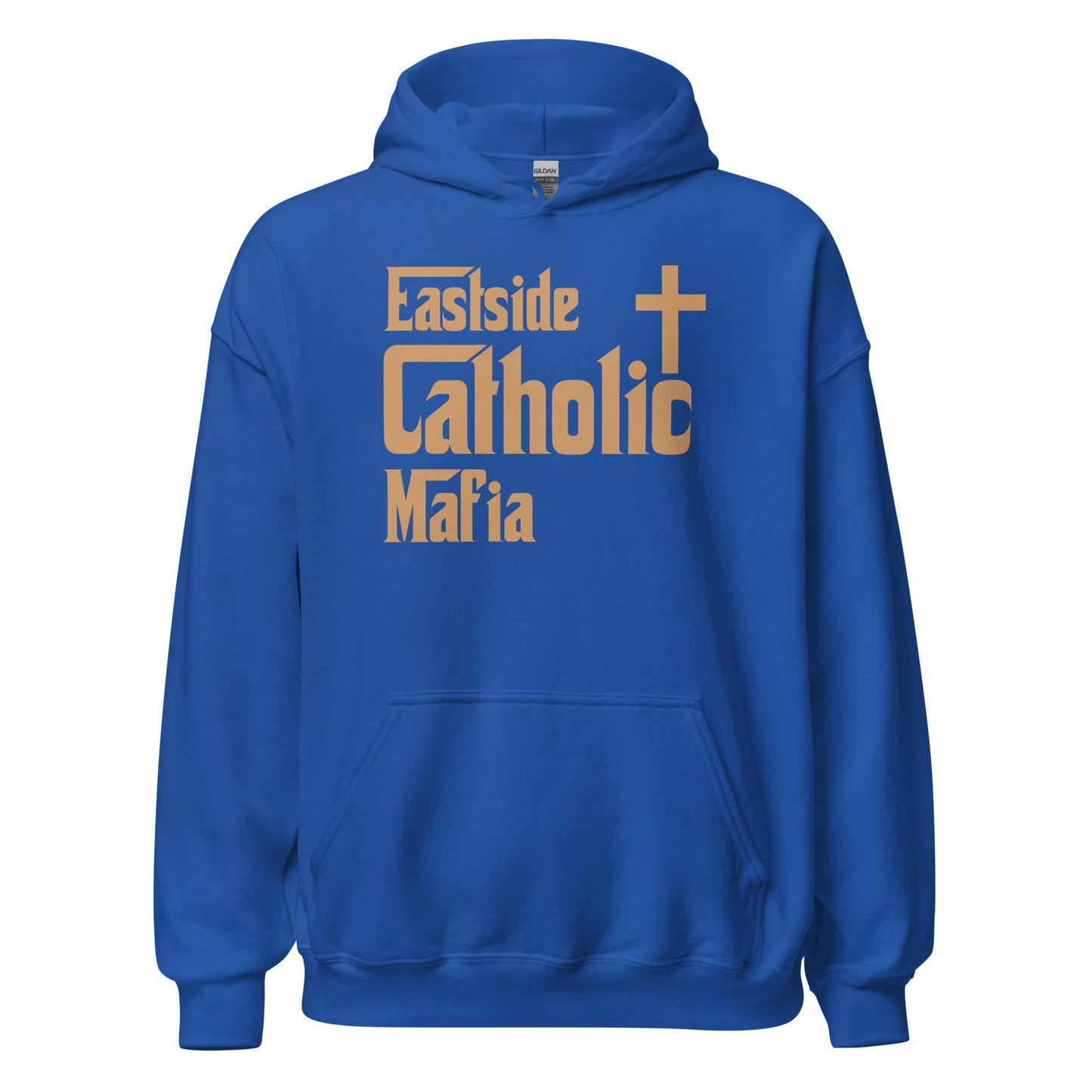 Unisex Hoodie: Eastside Catholic Mafia (Tan Font) Click to explore more colors.
