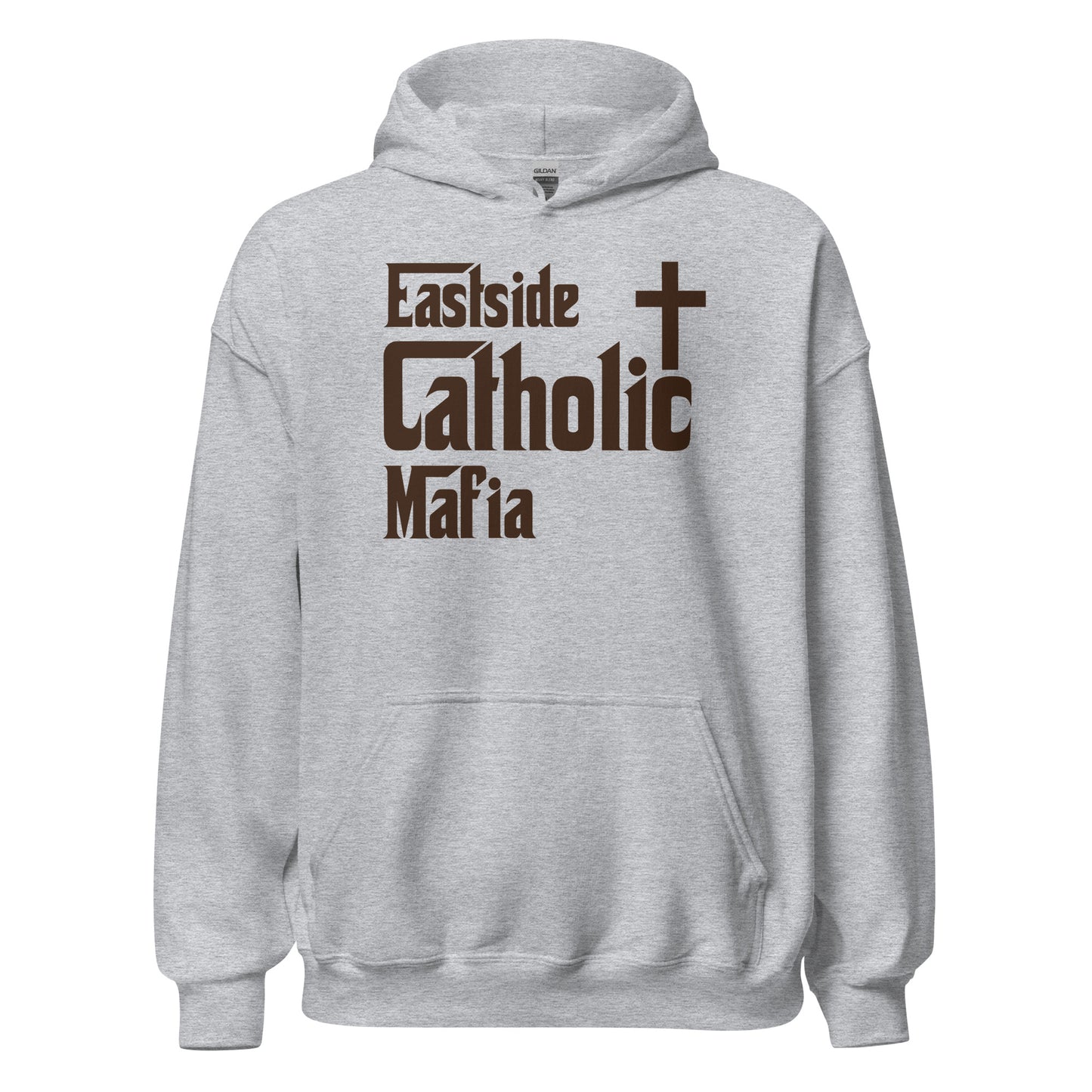 Unisex Hoodie: Eastside Catholic Mafia (Brown Font) Click to explore more colors.