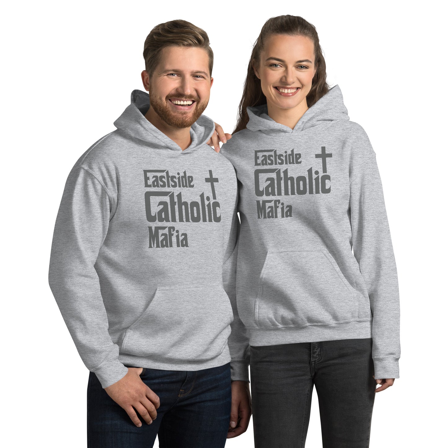 Unisex Hoodie: Eastside Catholic Mafia (Dark Grey Font) Click to explore more colors.