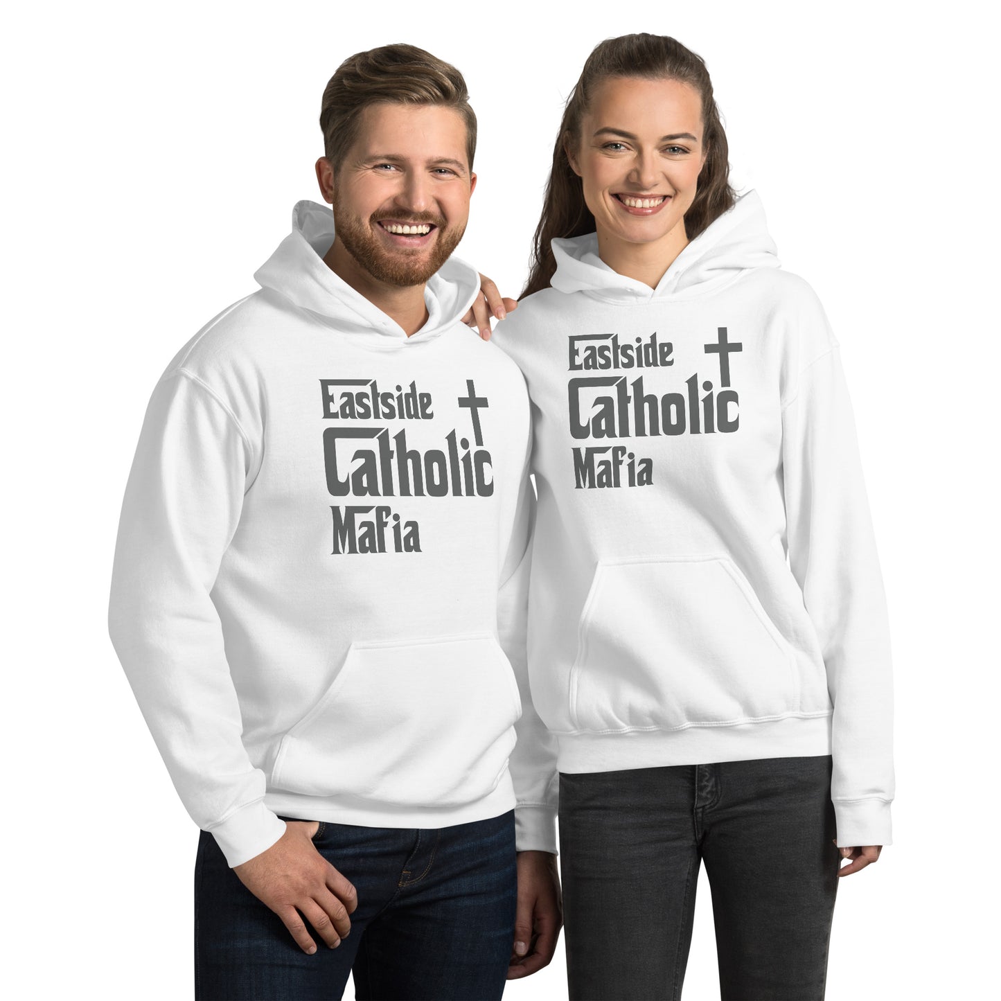 Unisex Hoodie: Eastside Catholic Mafia (Dark Grey Font) Click to explore more colors.